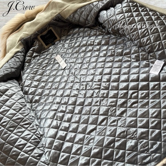 J.Crew Italian Stadium-Cloth sage Wool Coat with Faux Fur Hood *shop@iamwarrior - Picture 9 of 11